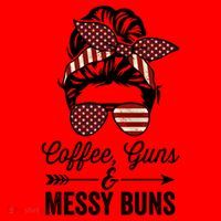 Coffee Guns And Messy Buns Cool Gift Pro Gun Skull America Flag Gift Santa Hat thumb 1