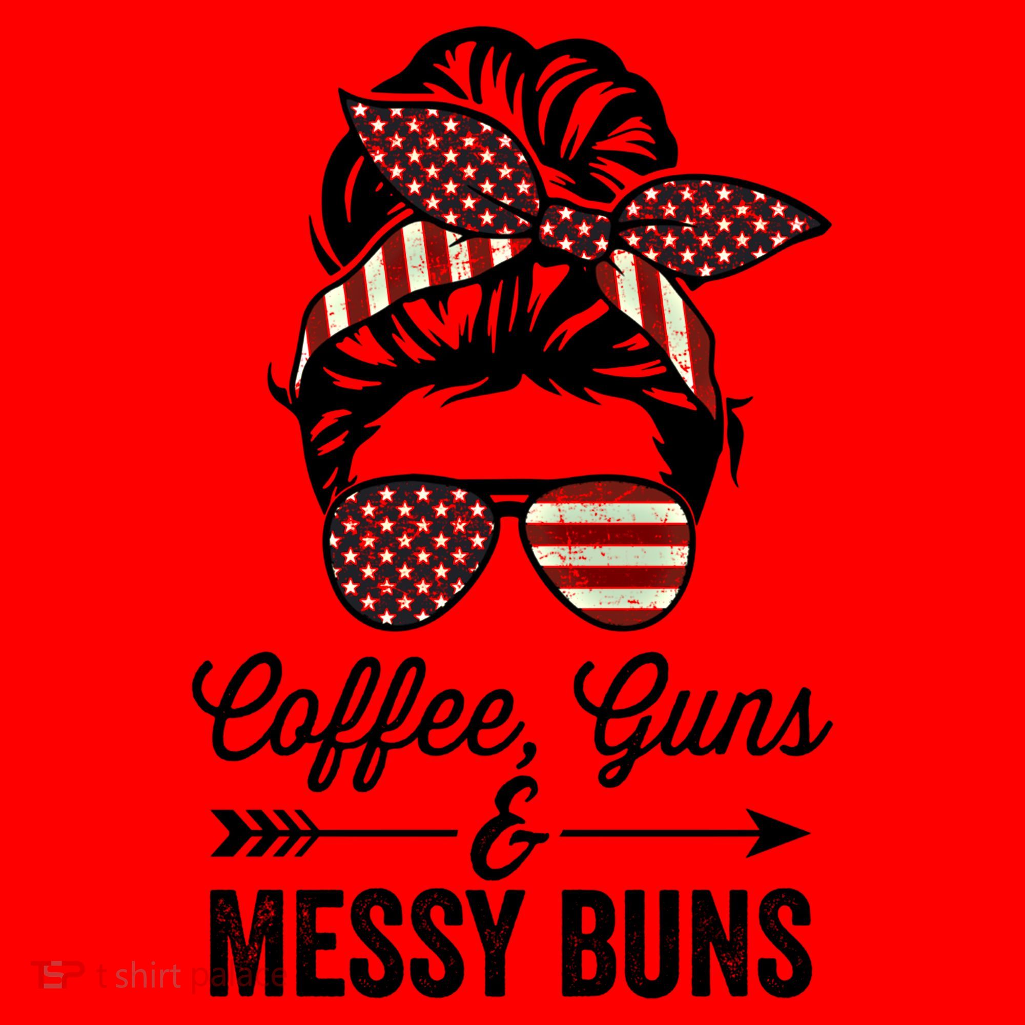 Coffee Guns And Messy Buns Cool Gift Pro Gun Skull America Flag Gift Santa Hat