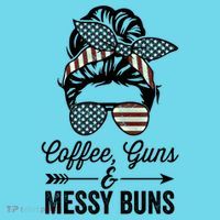 Coffee Guns And Messy Buns Cool Gift Pro Gun Skull America Flag Gift Long Sleeve Shirt thumb 2