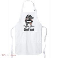 Coffee Guns And Messy Buns Cool Gift Pro Gun Skull America Flag Gift Apron thumb 0