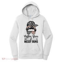 Coffee Guns And Messy Buns Cool Gift Pro Gun Skull America Flag Gift Women's Hoodie thumb 0