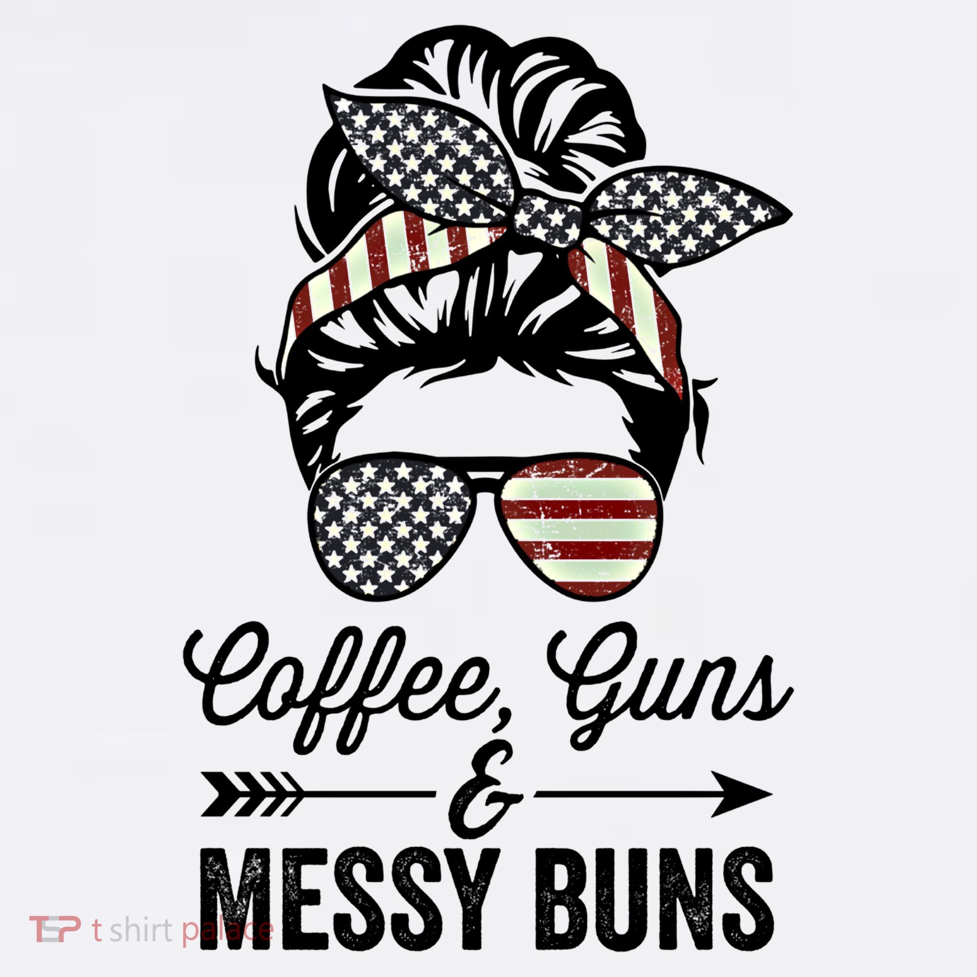 Coffee Guns And Messy Buns Cool Gift Pro Gun Skull America Flag Gift Women's Hoodie