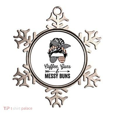 Coffee Guns And Messy Buns Cool Gift Pro Gun Skull America Flag Gift Ornament