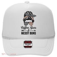Coffee Guns And Messy Buns Cool Gift Pro Gun Skull America Flag Gift Hat thumb 0