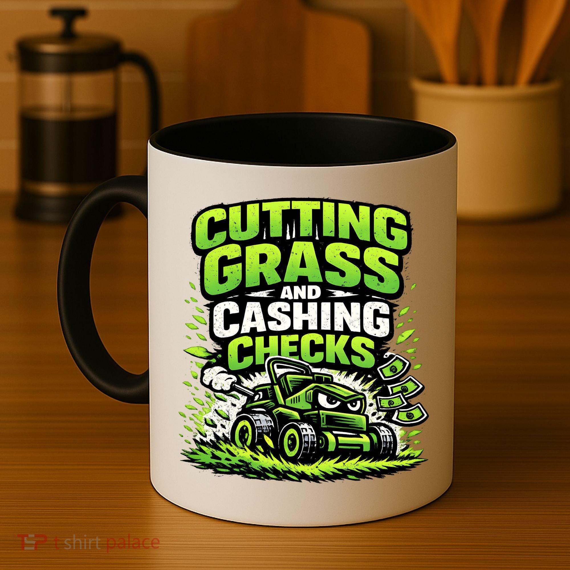 Cutting Grass And Cashing Checks Landscape Business Coffee Mug