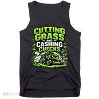 Cutting Grass And Cashing Checks Landscape Business Tank Top thumb 0