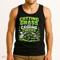 Cutting Grass And Cashing Checks Landscape Business Tank Top thumb 3