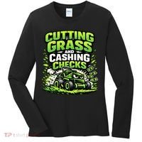 Cutting Grass And Cashing Checks Landscape Business Women's Long Sleeve Shirt thumb 0