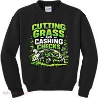 Cutting Grass And Cashing Checks Landscape Business Kids Sweatshirt thumb 0