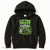 Cutting Grass And Cashing Checks Landscape Business Kids Hoodie thumb 0