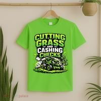 Cutting Grass And Cashing Checks Landscape Business T-Shirt thumb 2