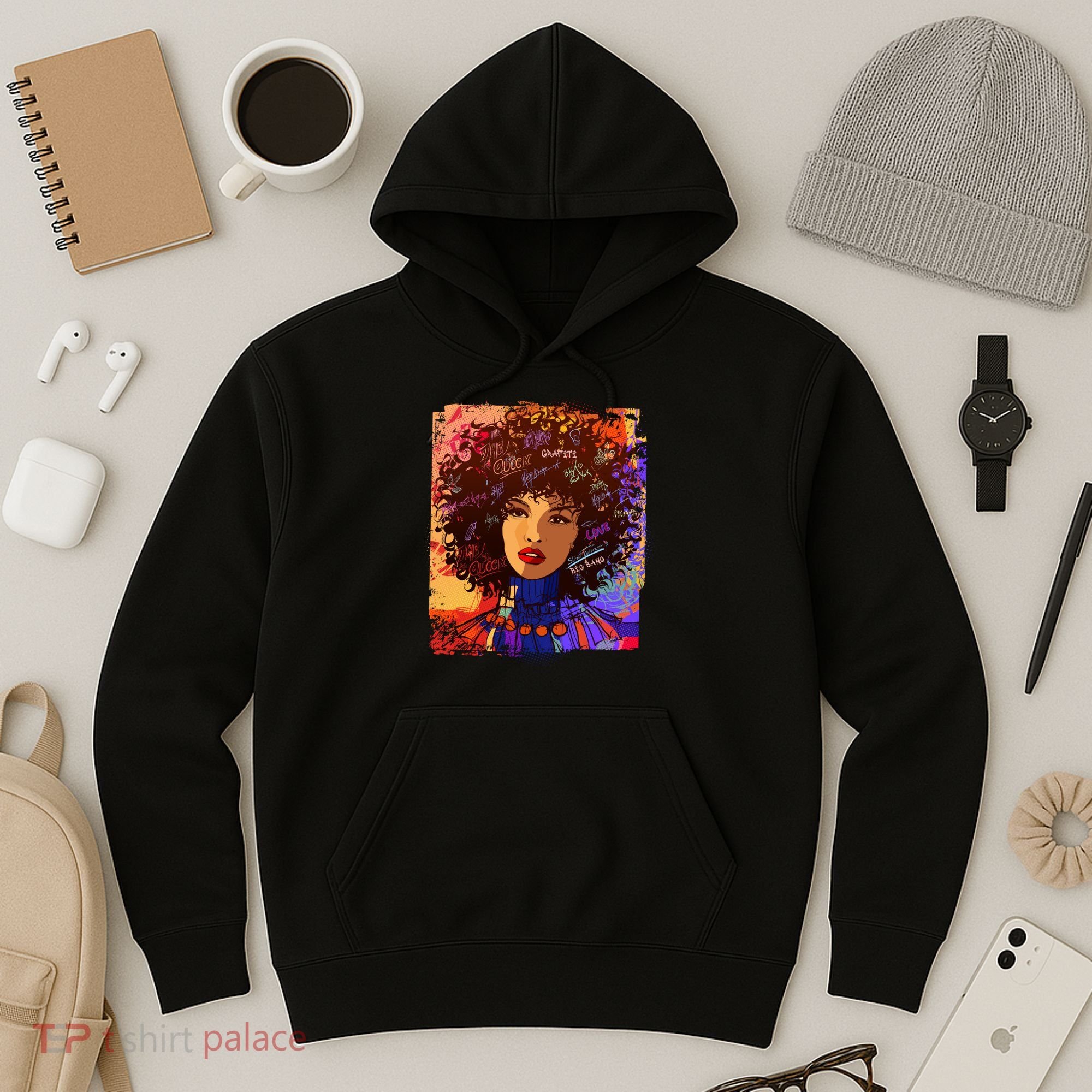 Coloful Graffiti Afro Woman Hoodie