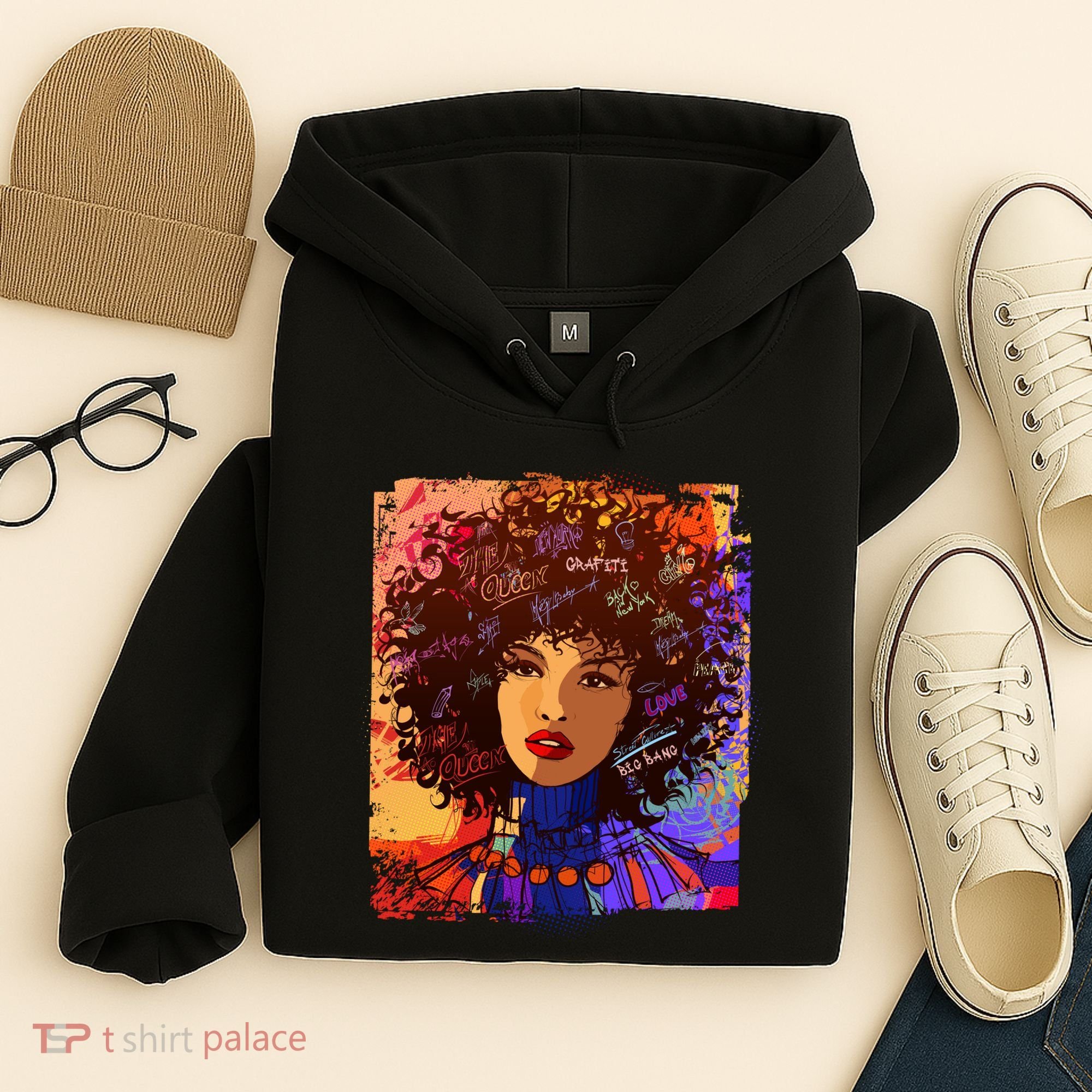 Coloful Graffiti Afro Woman Hoodie
