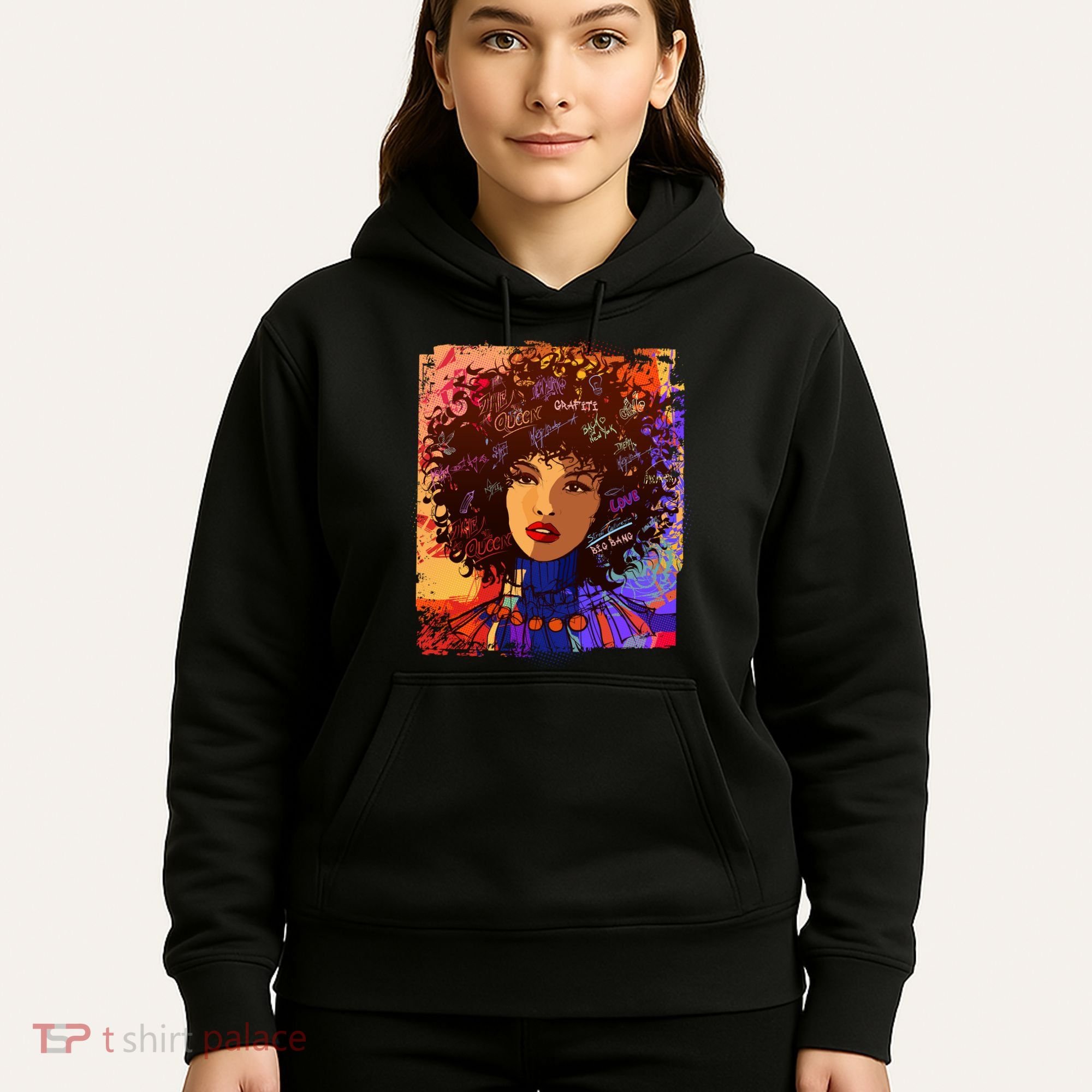 Coloful Graffiti Afro Woman Hoodie