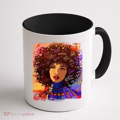 Coloful Graffiti Afro Woman Coffee Mug back