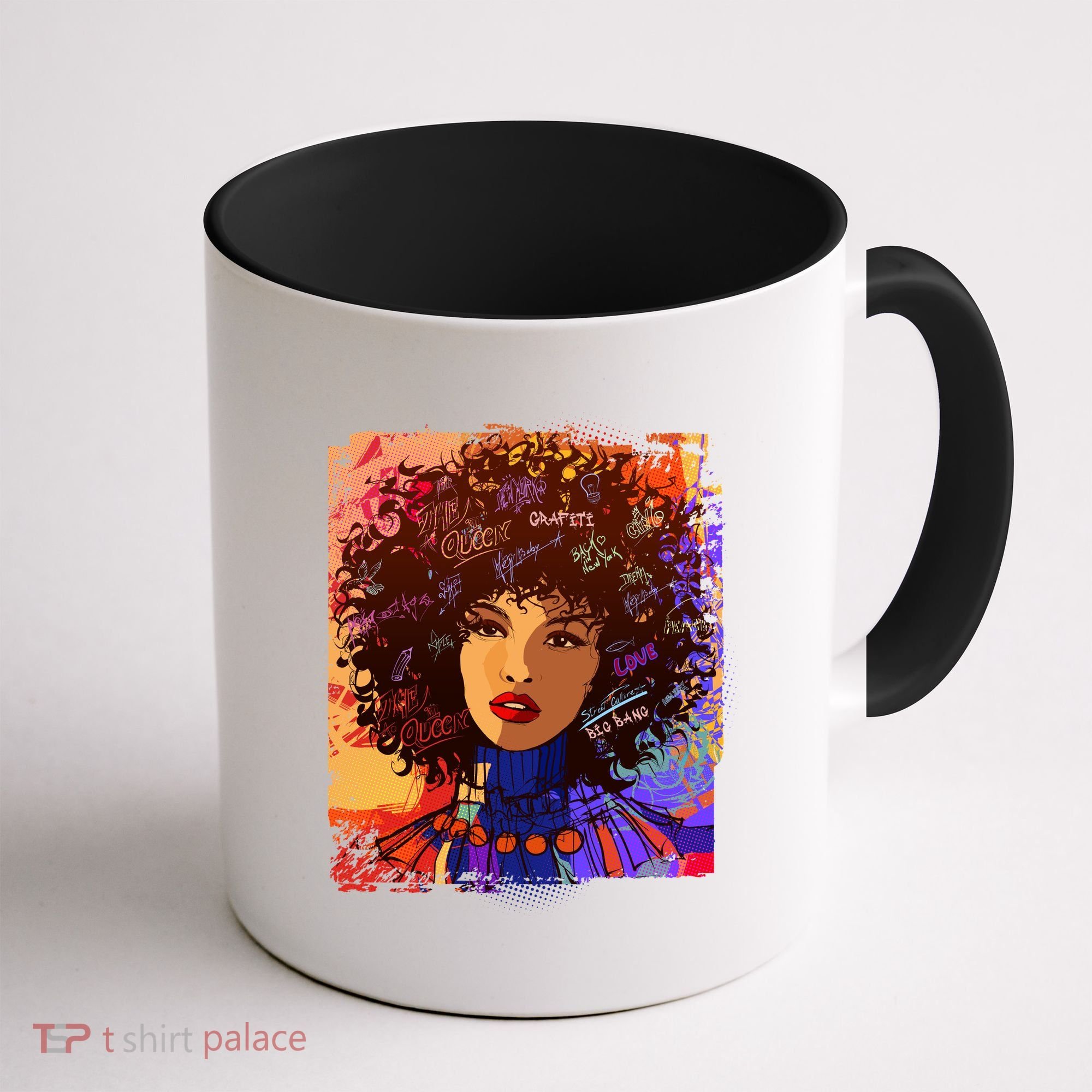 Coloful Graffiti Afro Woman Coffee Mug