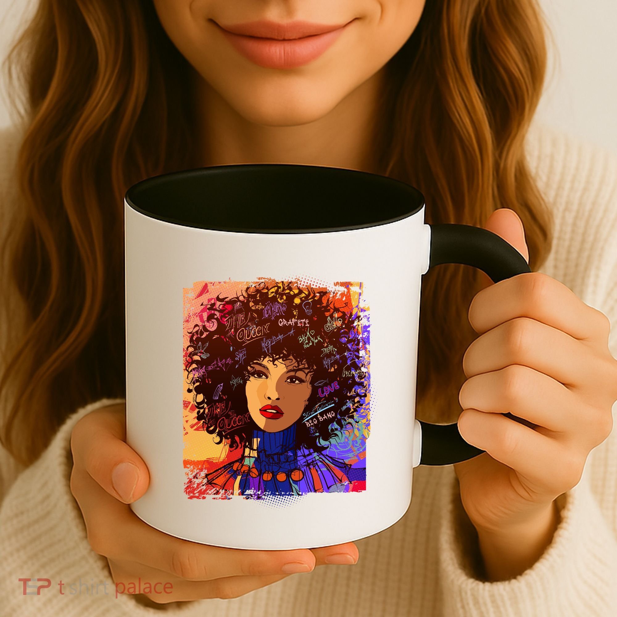 Coloful Graffiti Afro Woman Coffee Mug