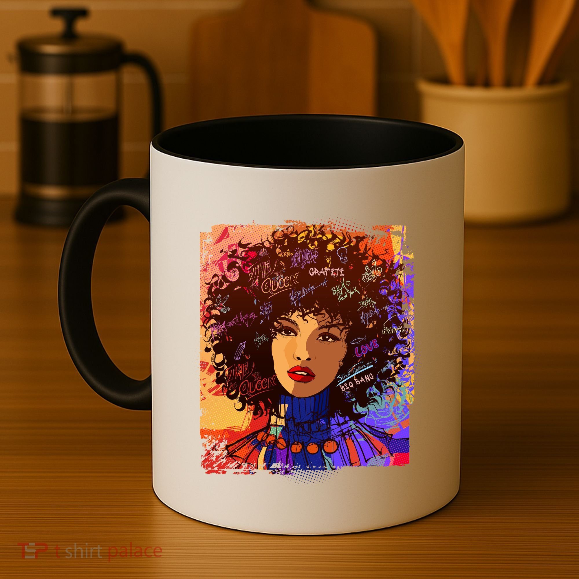 Coloful Graffiti Afro Woman Coffee Mug