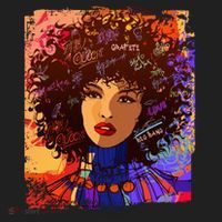 Coloful Graffiti Afro Woman Beanie thumb 2