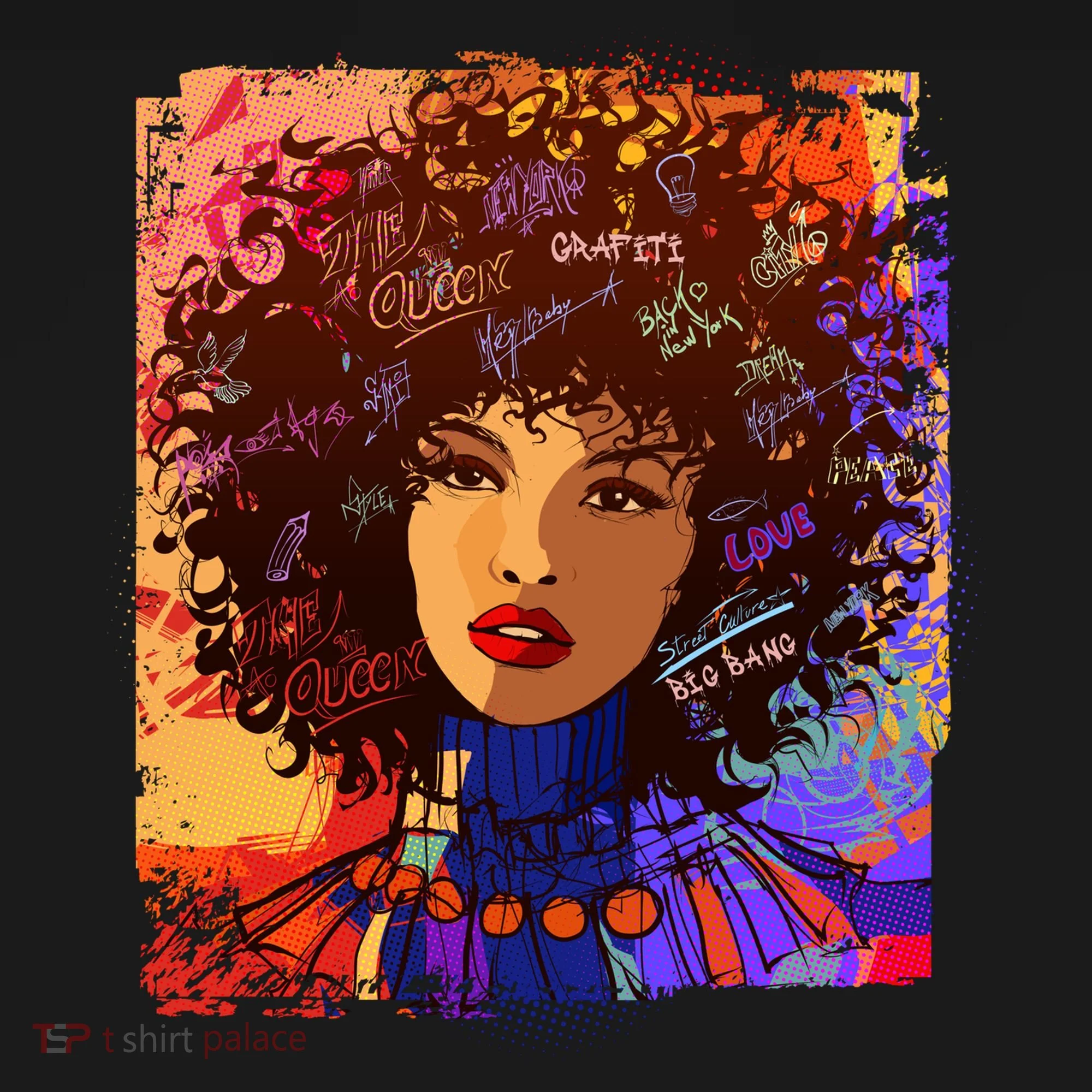 Coloful Graffiti Afro Woman Toddler Hoodie
