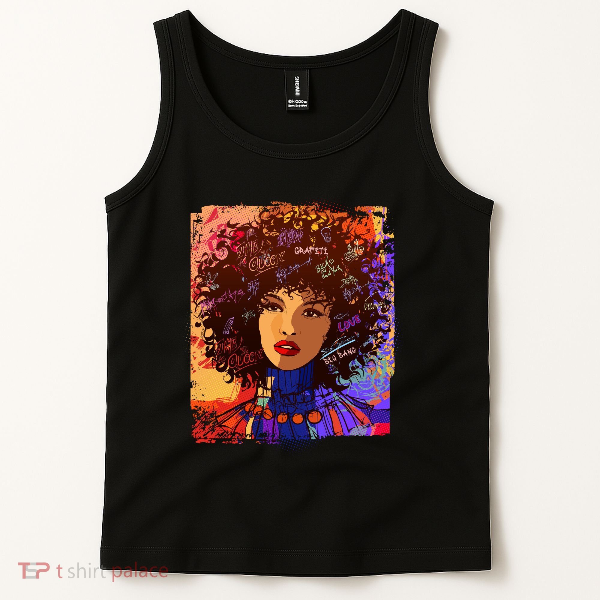 Coloful Graffiti Afro Woman Tank Top