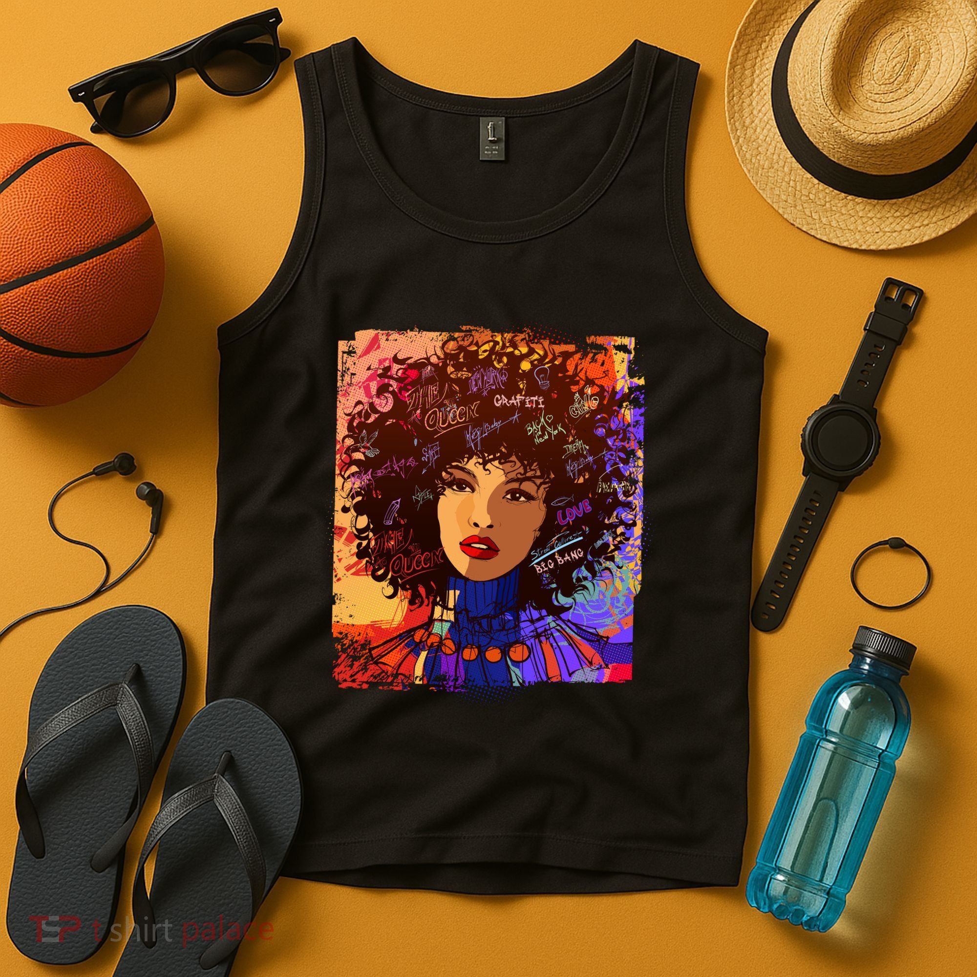 Coloful Graffiti Afro Woman Tank Top
