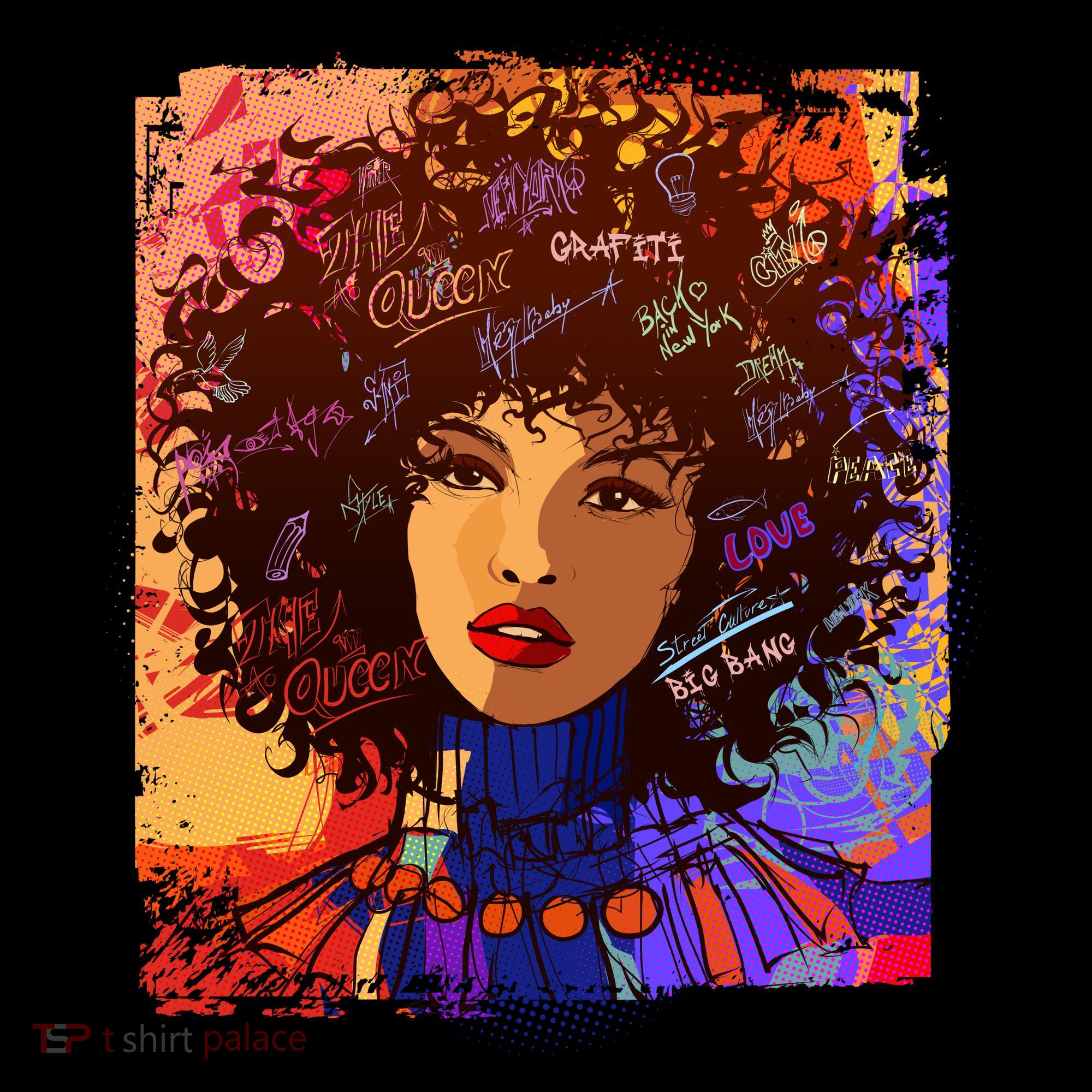Coloful Graffiti Afro Woman Tank Top
