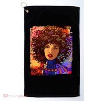 Coloful Graffiti Afro Woman Golf Towel thumb 0