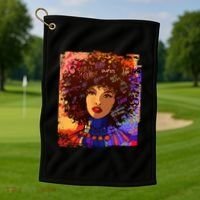 Coloful Graffiti Afro Woman Golf Towel thumb 1