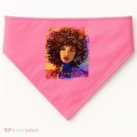 Coloful Graffiti Afro Woman USA-Made Doggie Bandana thumb 0