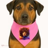 Coloful Graffiti Afro Woman USA-Made Doggie Bandana thumb 1