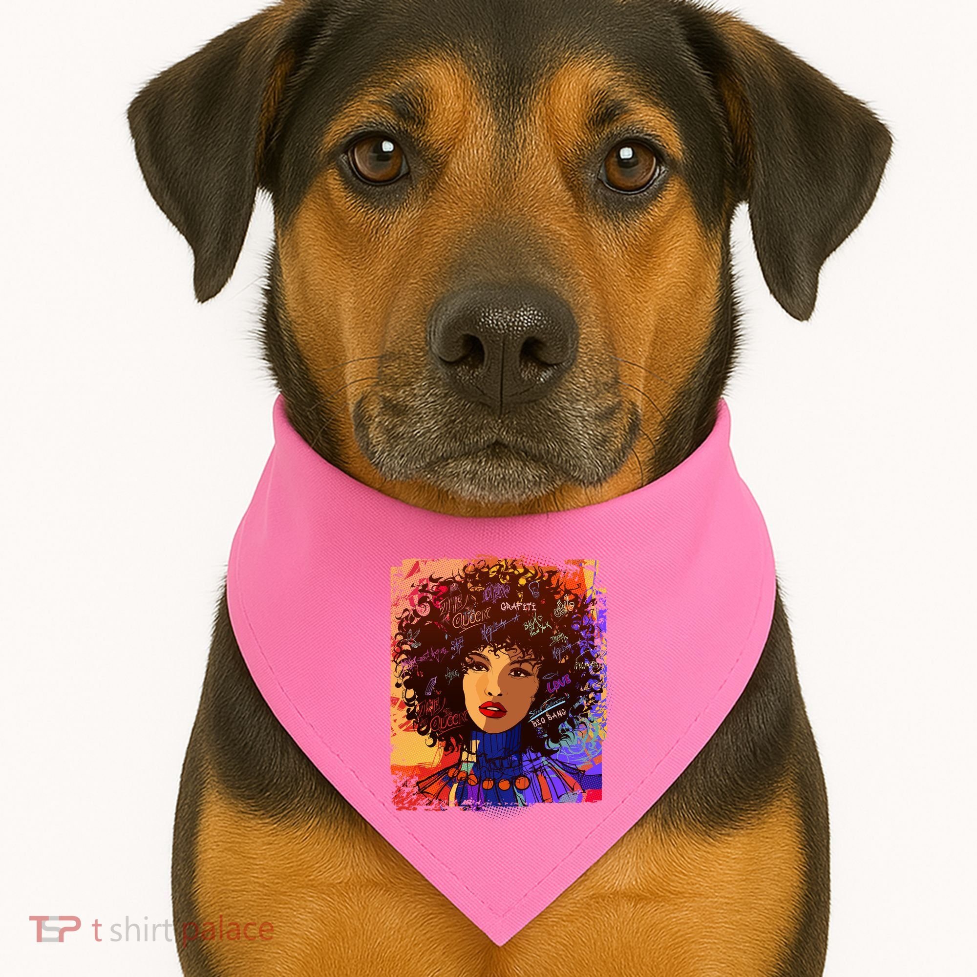 Coloful Graffiti Afro Woman USA-Made Doggie Bandana