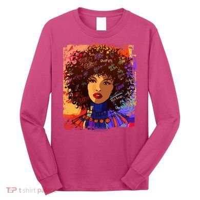 Coloful Graffiti Afro Woman Long Sleeve Shirt