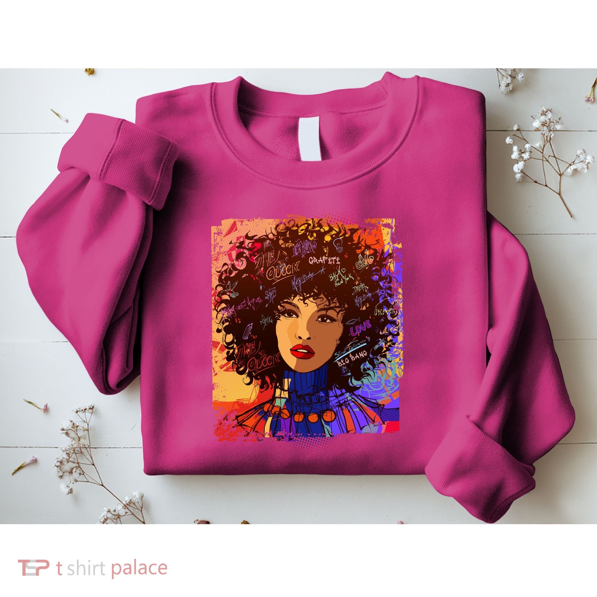 Coloful Graffiti Afro Woman Sweatshirt