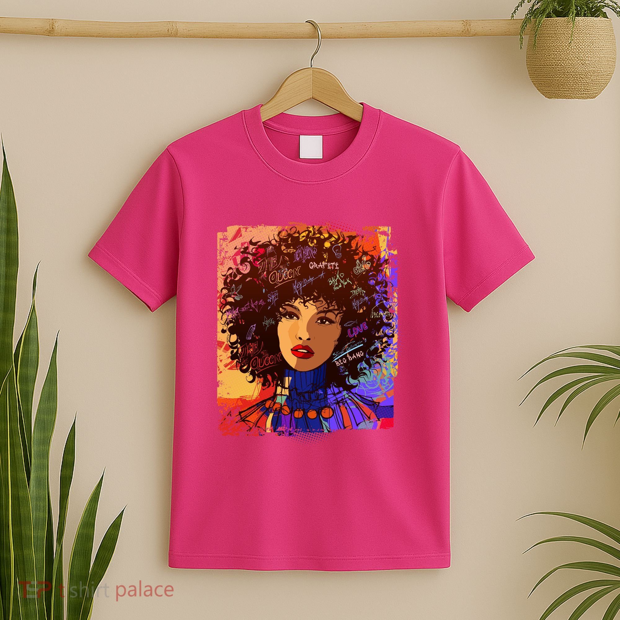 Coloful Graffiti Afro Woman T-Shirt