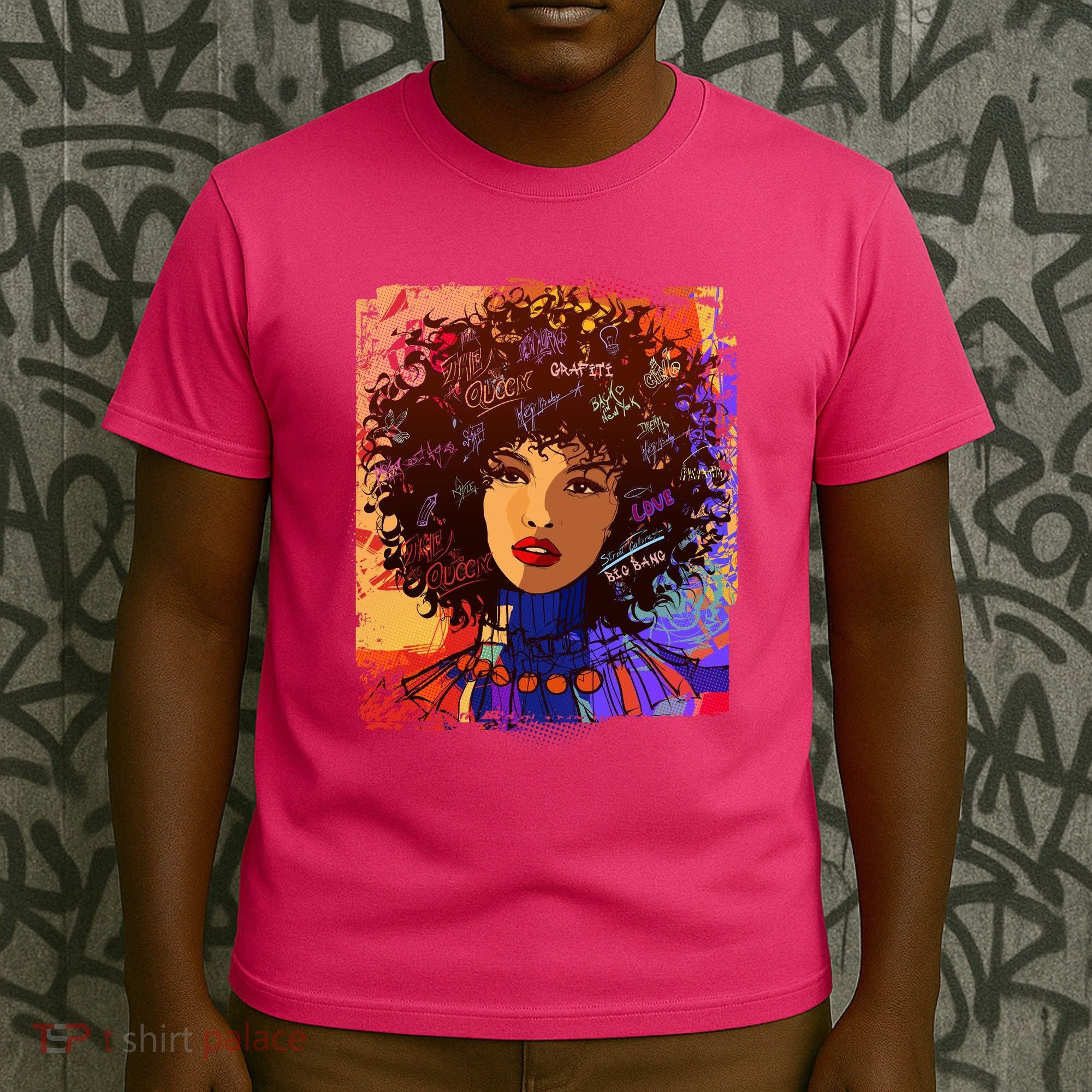 Coloful Graffiti Afro Woman T-Shirt