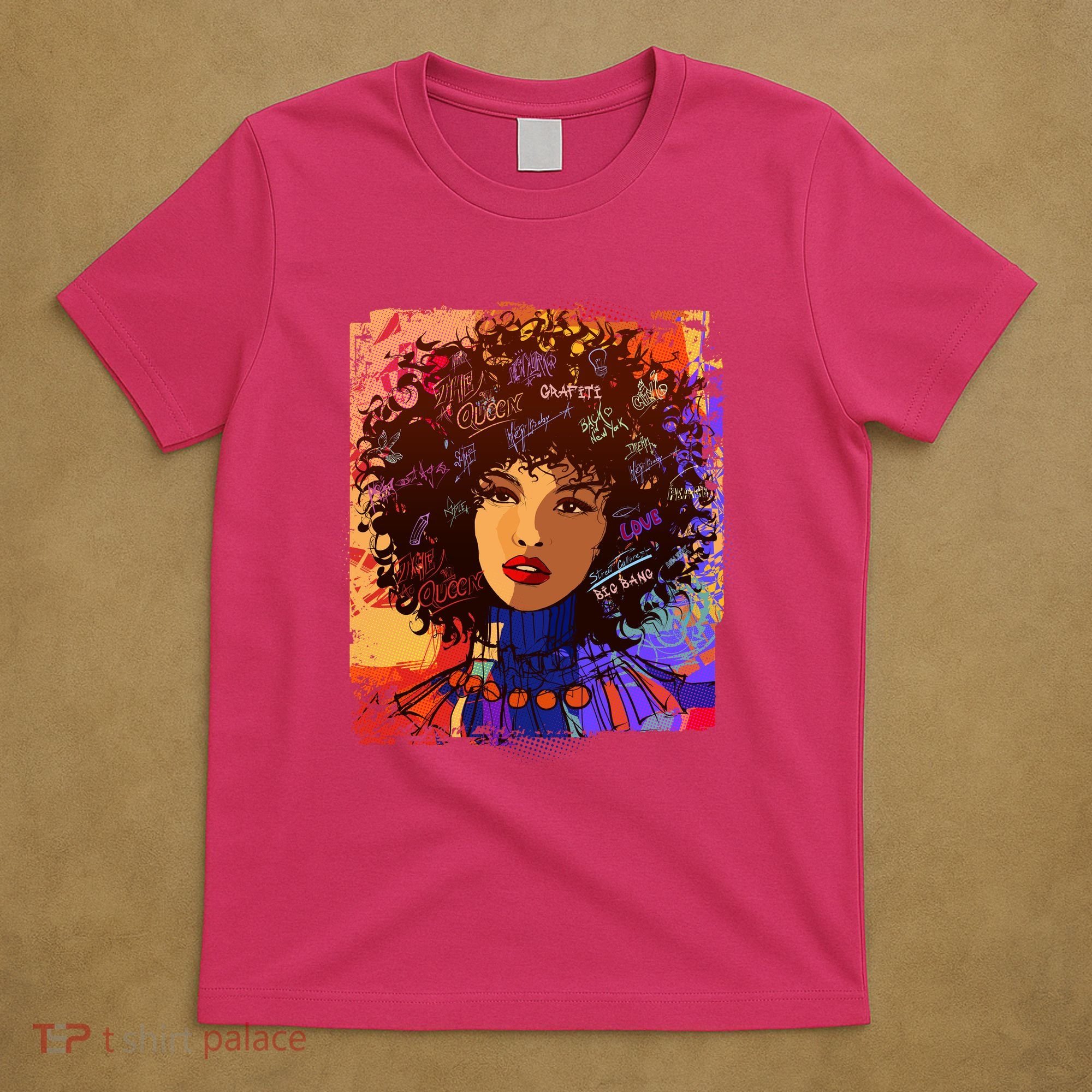 Coloful Graffiti Afro Woman T-Shirt