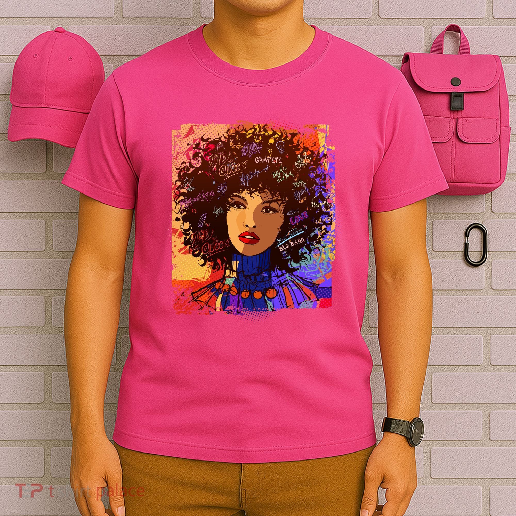 Coloful Graffiti Afro Woman T-Shirt