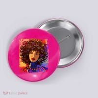 Coloful Graffiti Afro Woman Button thumb 0