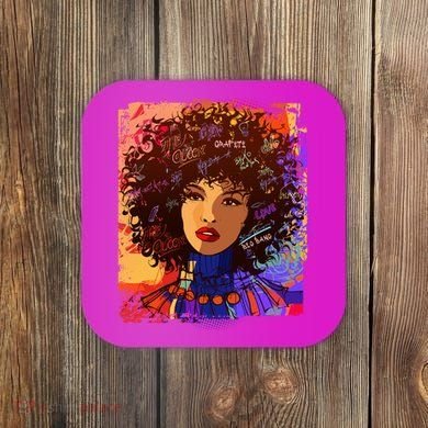 Coloful Graffiti Afro Woman Coaster