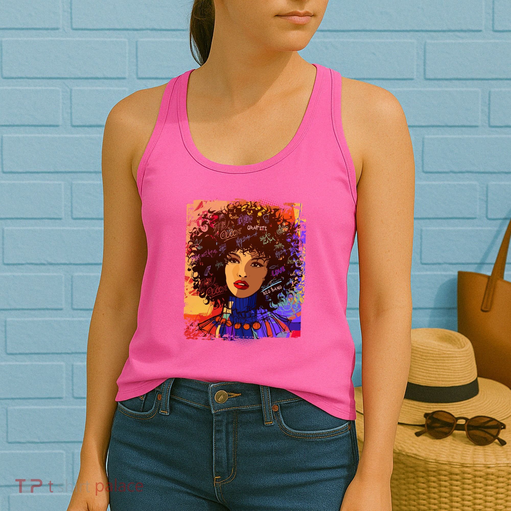 Coloful Graffiti Afro Woman Women's Tank Top