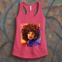Coloful Graffiti Afro Woman Women's Tank Top thumb 3