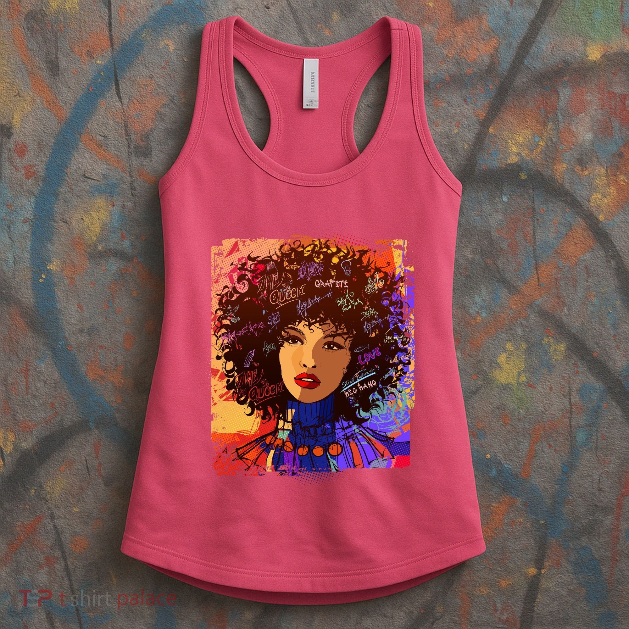 Coloful Graffiti Afro Woman Women's Tank Top