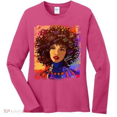 Coloful Graffiti Afro Woman Women's Long Sleeve Shirt