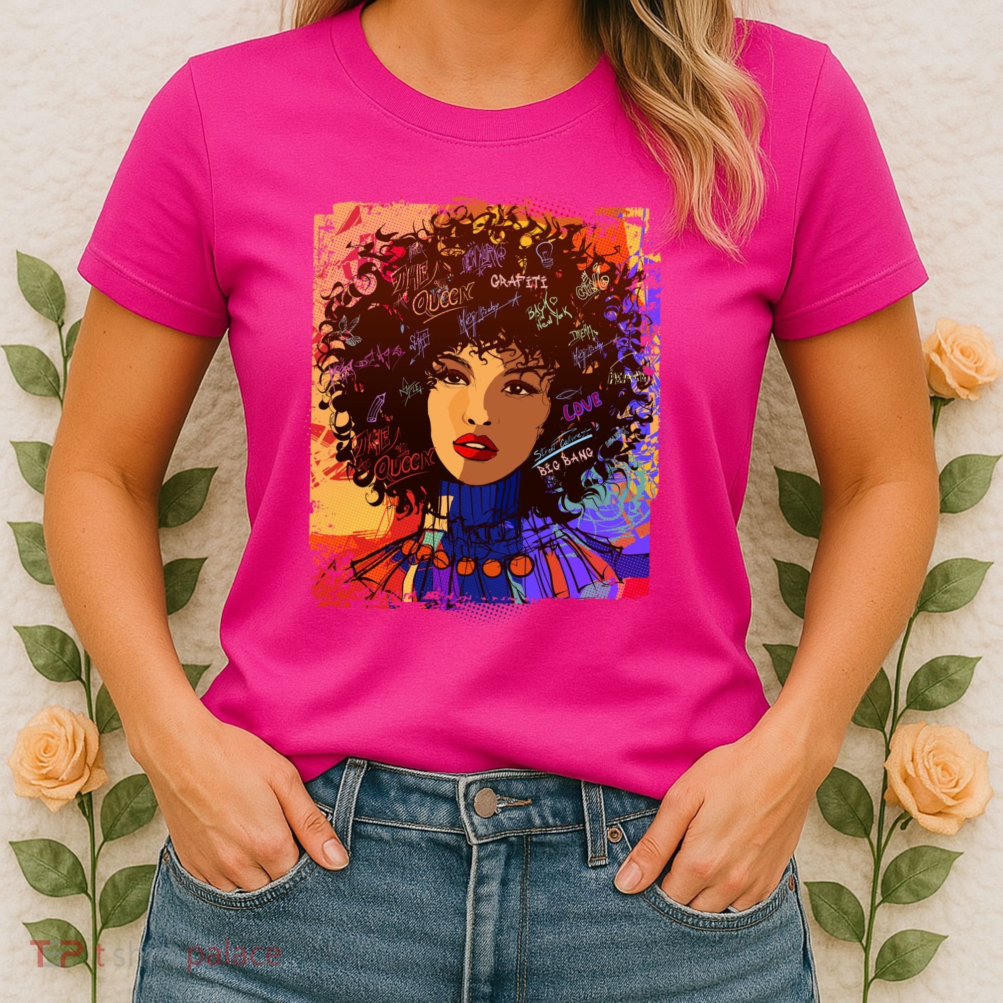 Coloful Graffiti Afro Woman Women's T-Shirt