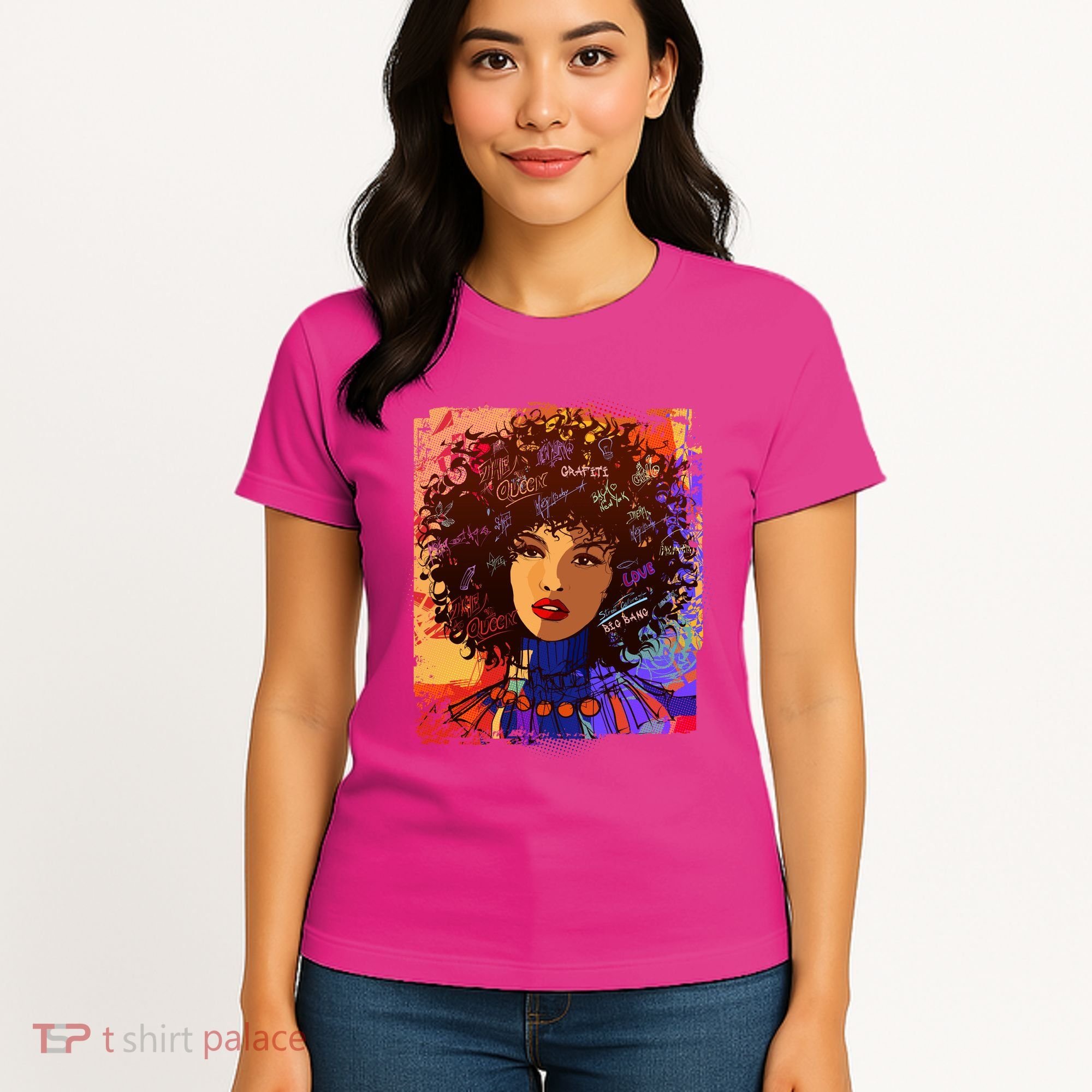 Coloful Graffiti Afro Woman Women's T-Shirt