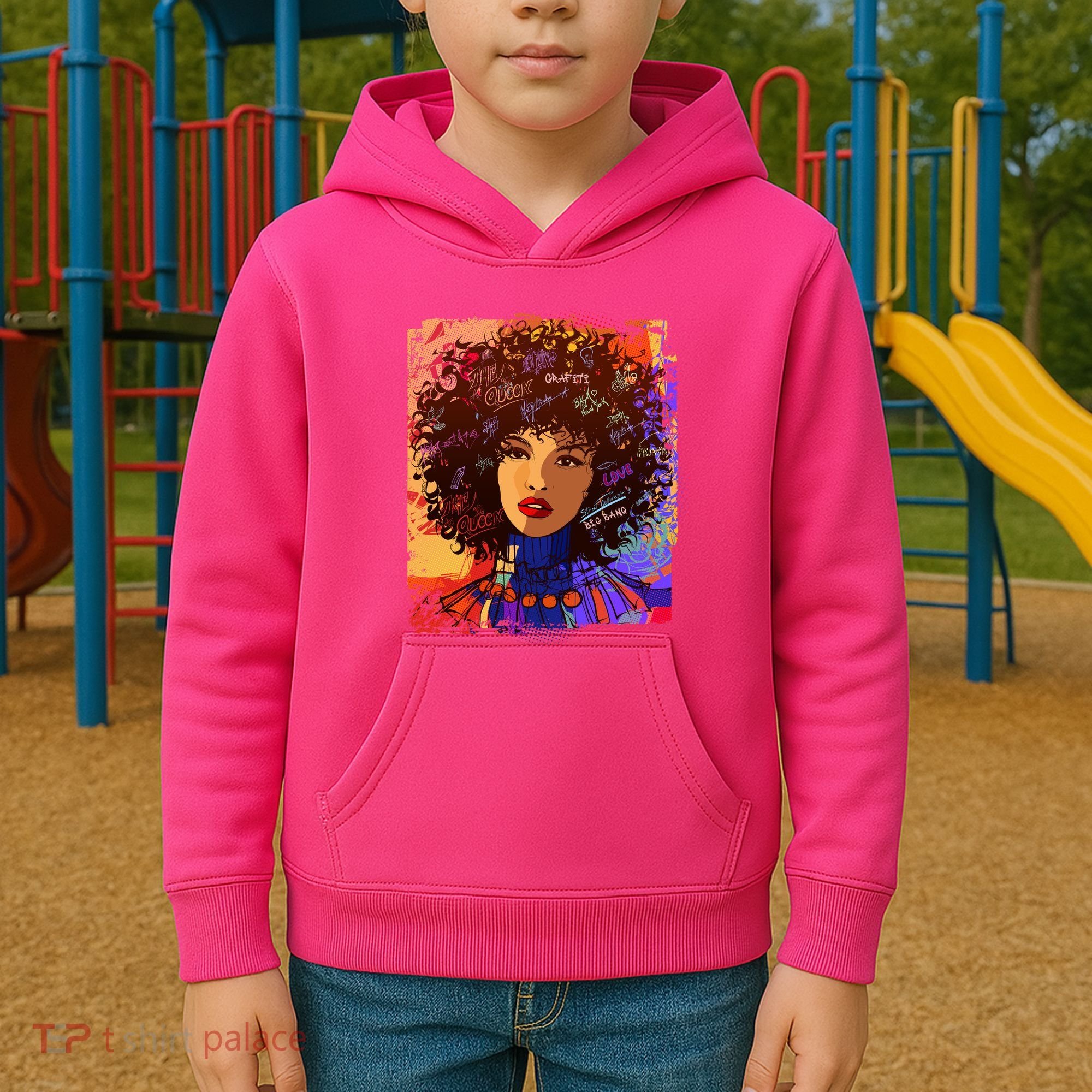 Coloful Graffiti Afro Woman Kids Hoodie