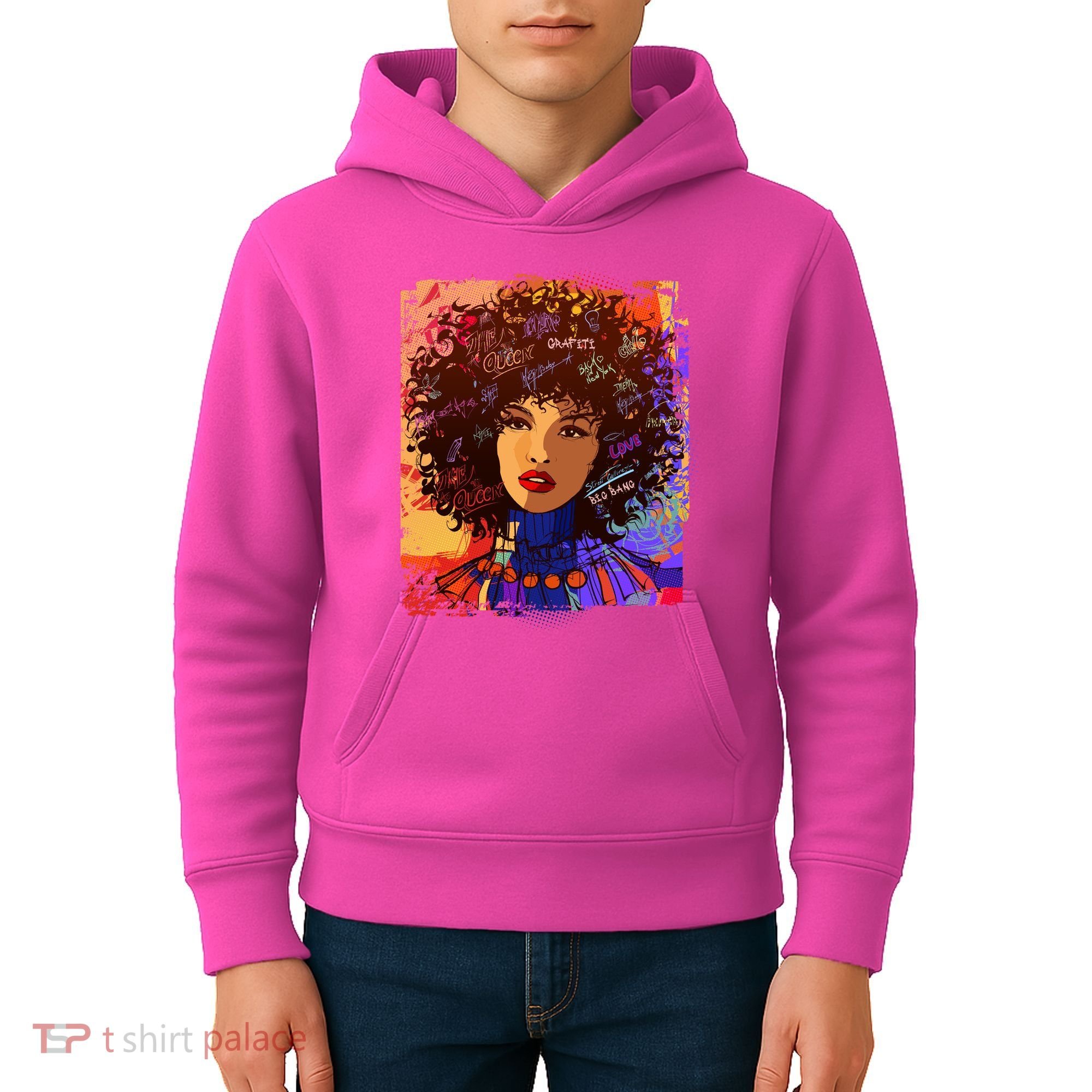Coloful Graffiti Afro Woman Kids Hoodie