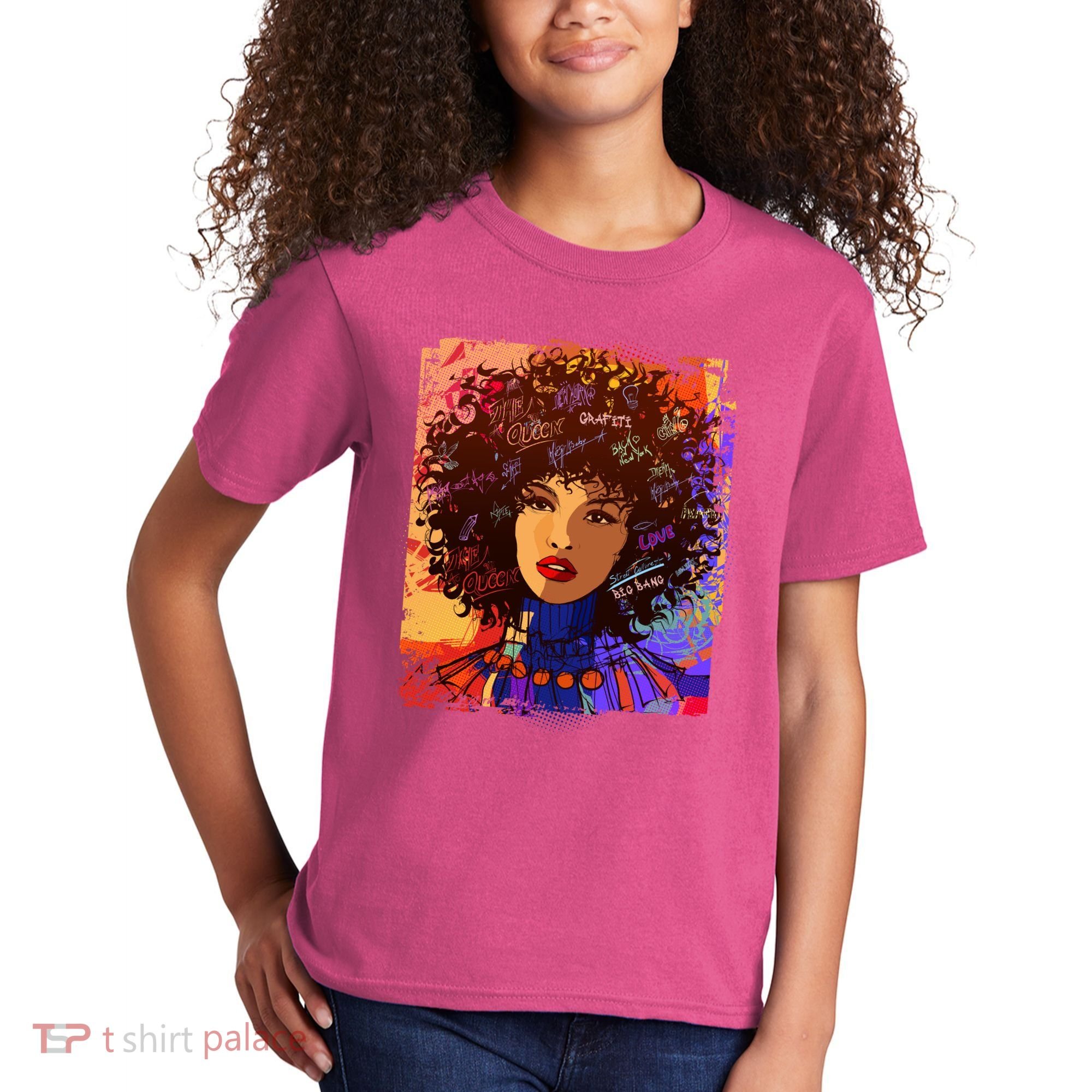 Coloful Graffiti Afro Woman Kids T-Shirt