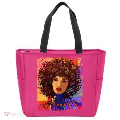 Coloful Graffiti Afro Woman Tote Bag